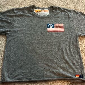Rare,Aviator Nation Peace Warrior cropped boyfriend tee